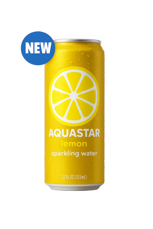Aquastar Lemon Sparkling Water – 12 Pack (12 FL OZ Cans) (Coming Soon) - Aquastar 