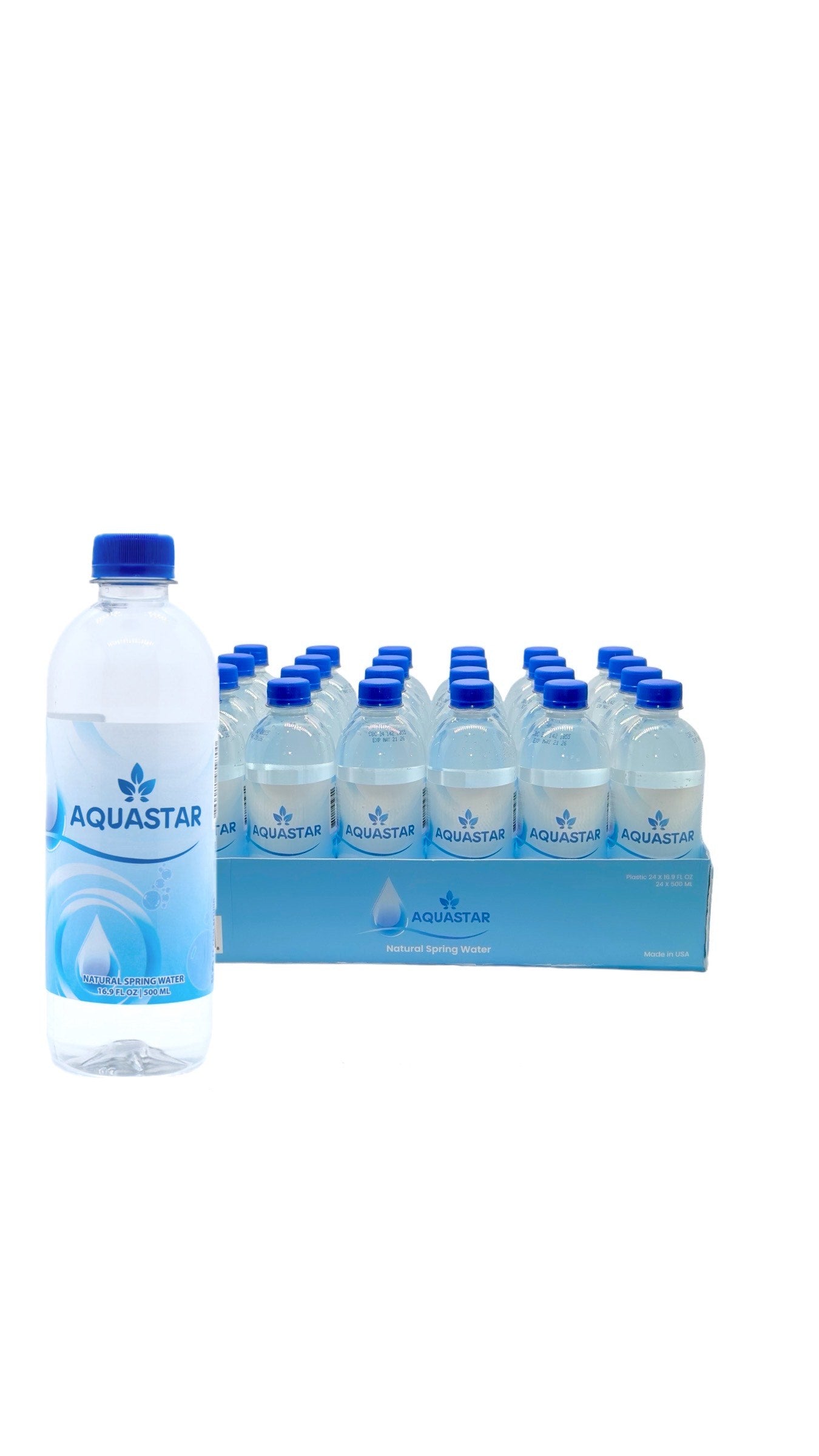 Aquastar Natural Spring Water - 24 Pack (16.9 fl oz) BPA-Free Plastic Bottles | Refreshing & Pure Spring Water - Aquastar 