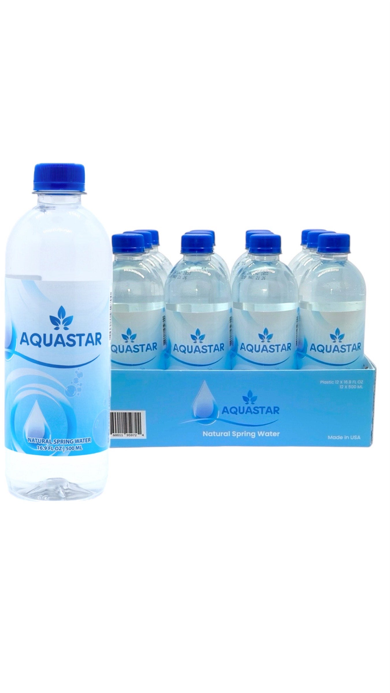 Aquastar Natural Spring Water - 12 Pack (16.9 fl oz) BPA-Free Plastic Bottles | Refreshing & Pure Spring Water - Aquastar 